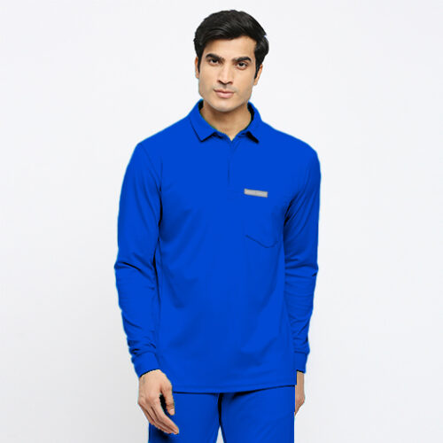 Male Polo Long-Sleeved Top- 1 Chest Pocket