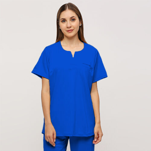 Female One Pocket Top- Crew Neck (1 Chest Pocket) , with Darted Back